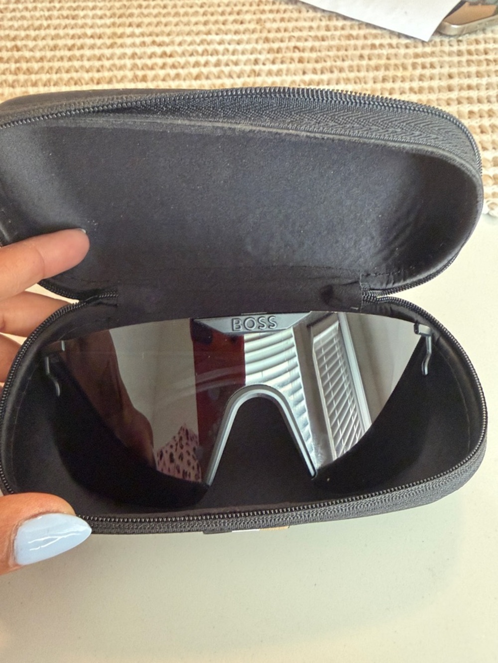 BOSS Shield Sunglasses with Mirrored Black Lens